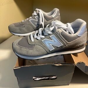 New Balance Women's 574 Classic Athletic Shoes in Gray and White